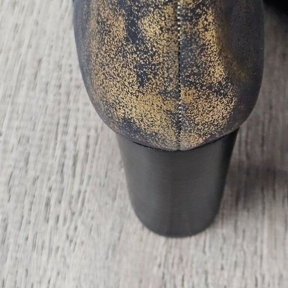 Lauren Ralph Lauren Ankle Boots Womens 7 Gold Excellent Metallic Block‎ Heel LRL - Picture 9 of 11